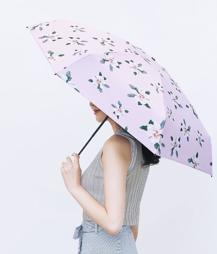 义乌好货 龙翔山茶花晴雨伞女便携碳纤三折五折叠小清新遮阳伞产品图