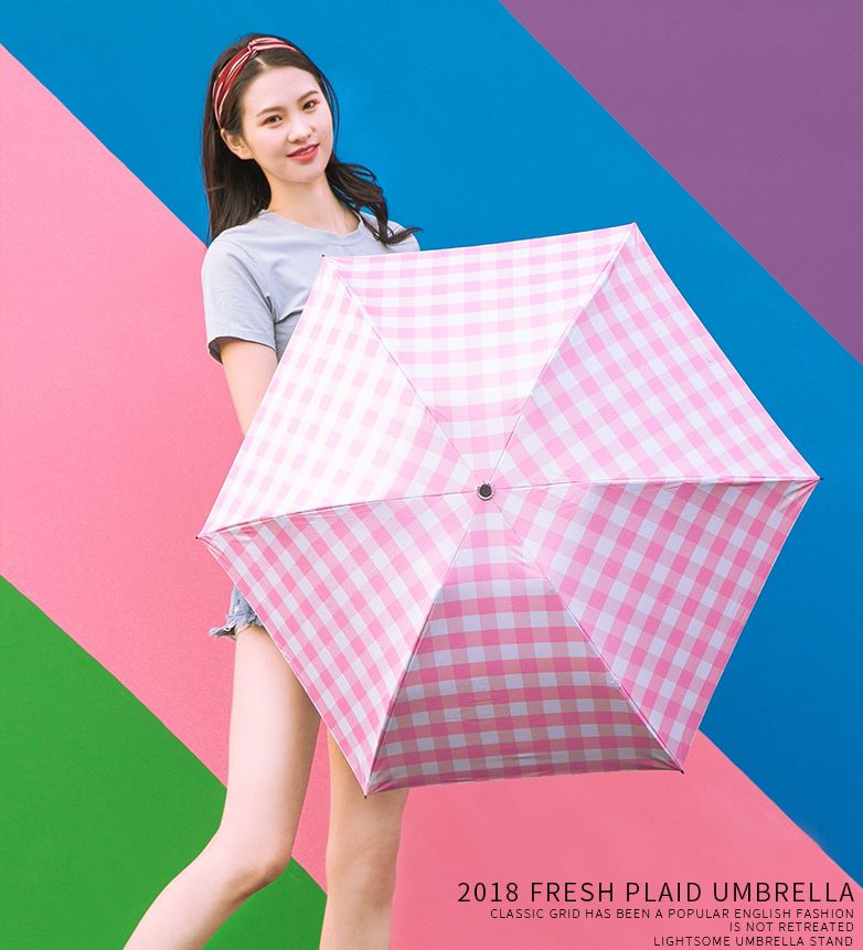 义乌好货 太阳伞超强防晒防紫外线女遮阳晴雨两用学生格子雨伞0详情2