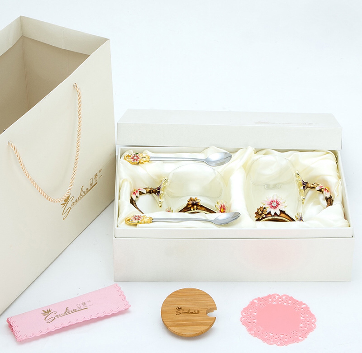 Hot-selling enamel color water cups, glass cups, flower tea cups, low heat-resistant water cups, household water cups, as gifts Item Picture