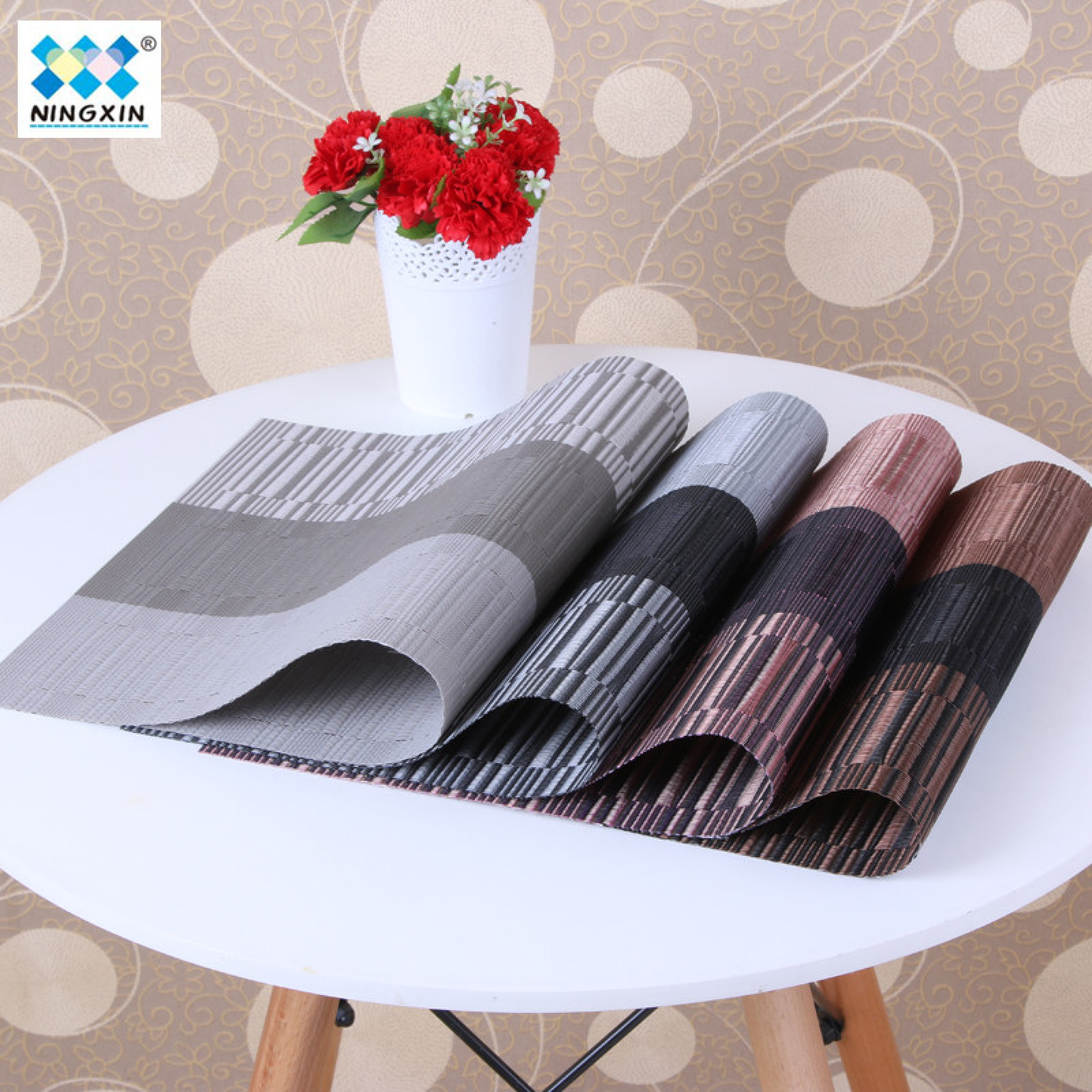 Cross-border bamboo joint placemats, Teslin pvc Western placemats, anti-slip table MATS, hotel Western placemats, durable and waterproof detail image 1