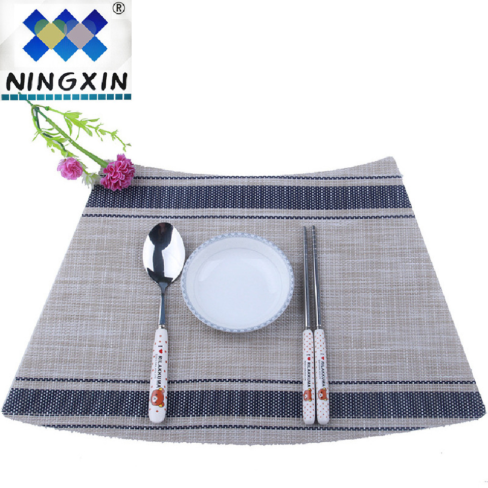 Factory direct sales of eco-friendly placemats, fan-shaped PVC Western placemats, new Chinese striped heat insulation pads, table MATS and bowl MATS detail image 1