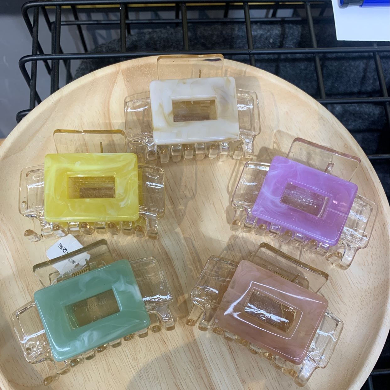 Colorful resin square grab, flower press, headwear and hair accessory