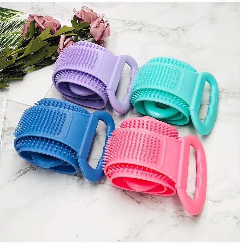 New silicone bath towel, long strip scrubbing towel, double-sided back scrubbing towel, powerful exfoliating bath brush for both men and women full figure