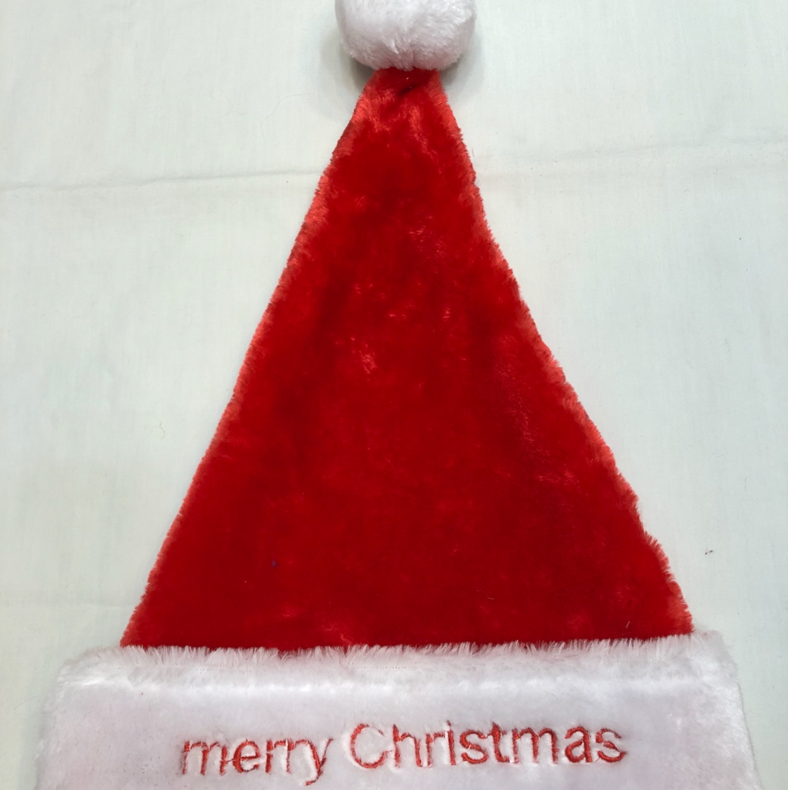 A high-end and luxurious plush embroidered Christmas hat details Picture