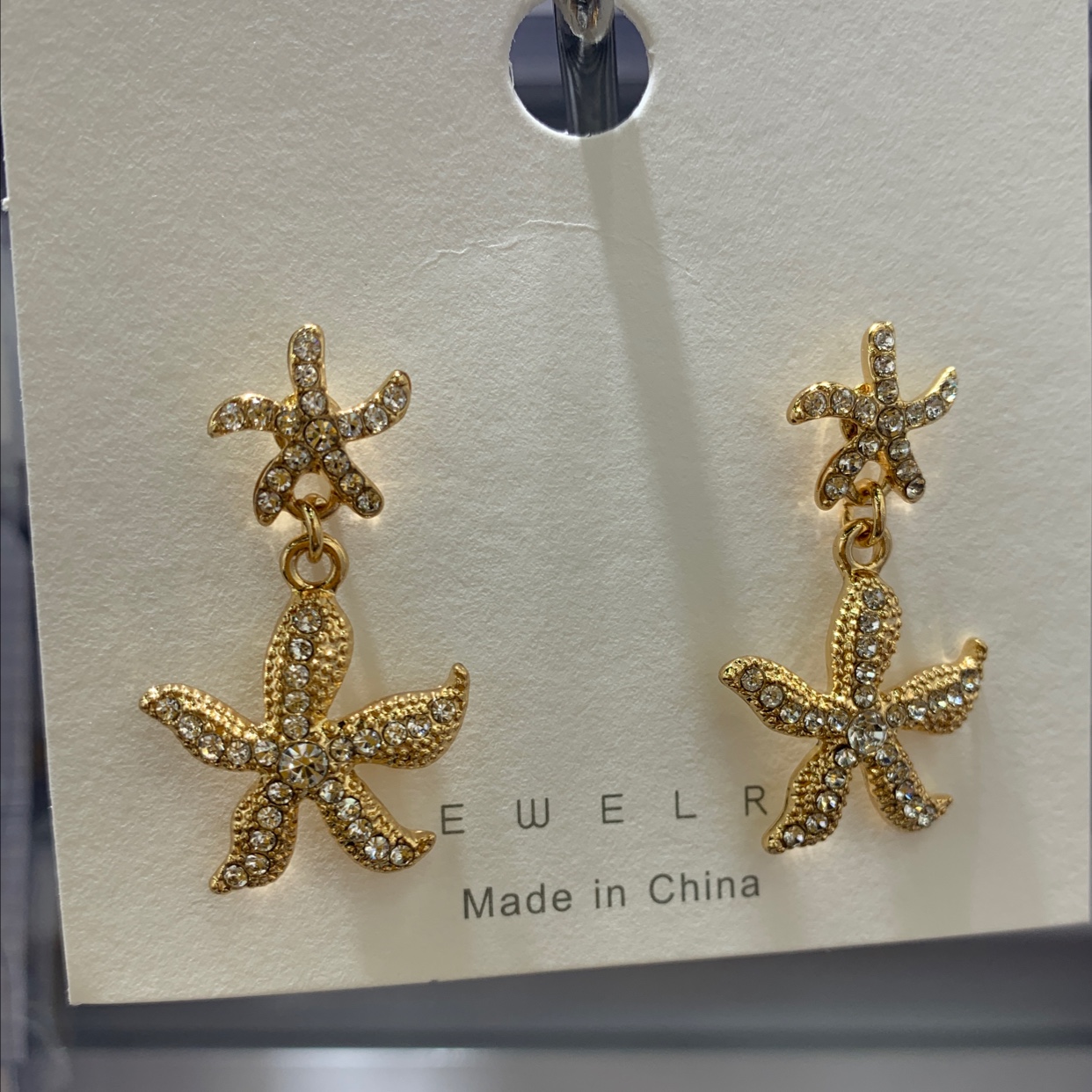 Silver needle rhinestone earrings