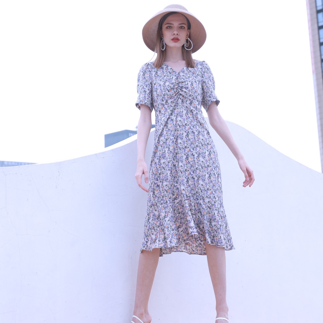 Jimmy Seo's light purple floral dress