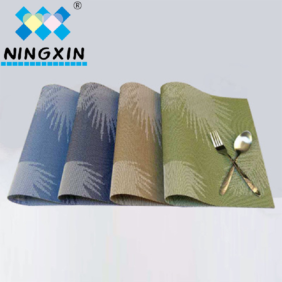 PVC anti-slip and heat-insulating European-style placemats, silk leaf jacquard placemats detail image 1