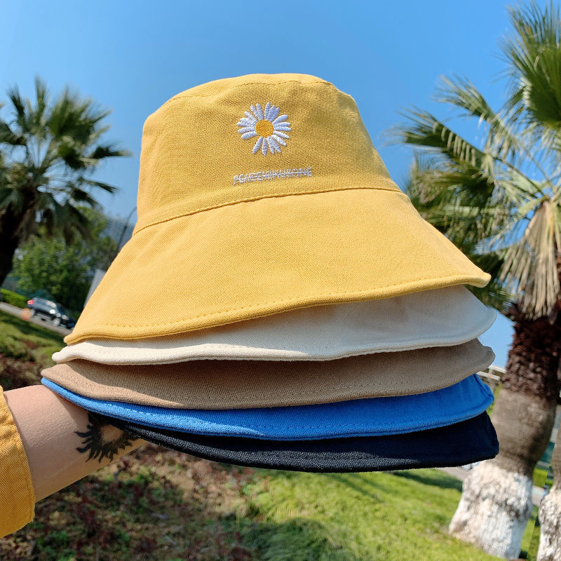 Fisherman hat lady Daisy embroidered sweet and lovely Korean version sun shading student versatile sunscreen sun web celebrity basin hat thumbnail
