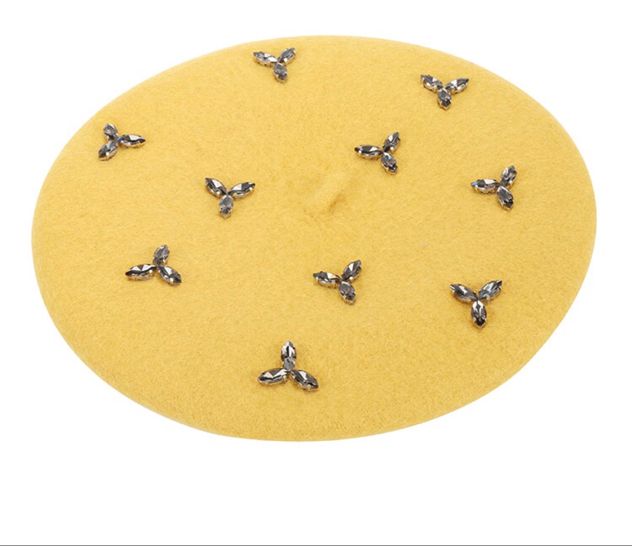 All-handmade rhinestone, agate, wool fashion, felt, beret, women's professional hat, New Year fisherman's hat