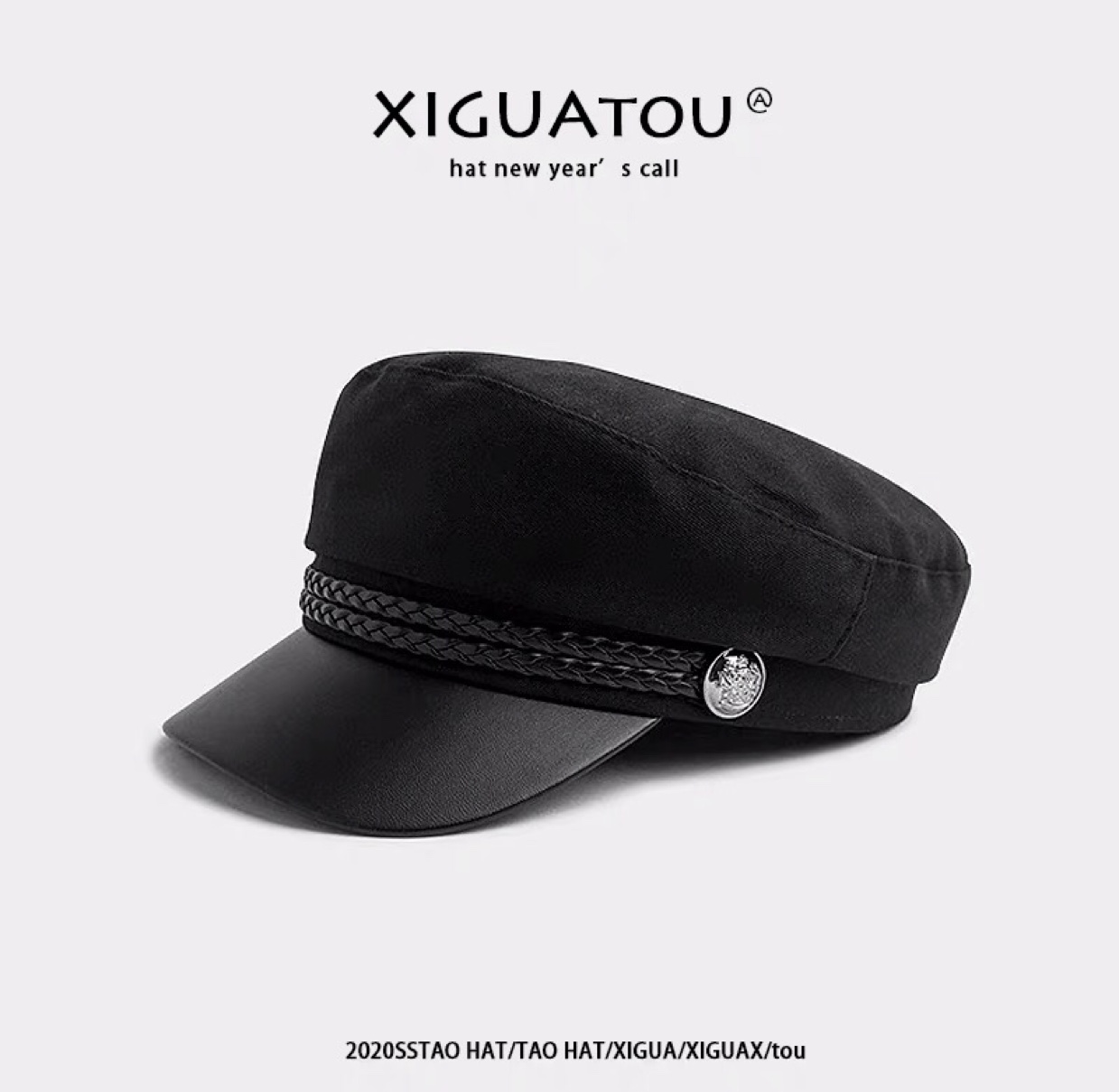 Beret octagonal hat female woolen edition Korean spring/summer British newspaper boy hat web celebrity versatile cap navy hat thumbnail