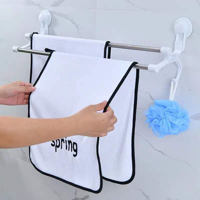 Yiwu quality towel bar, no need for drilling, space aluminum towel rack, double-pole, bathroom, washroom, bathroom hanging pole, hand towel rack, bright 621 details Picture