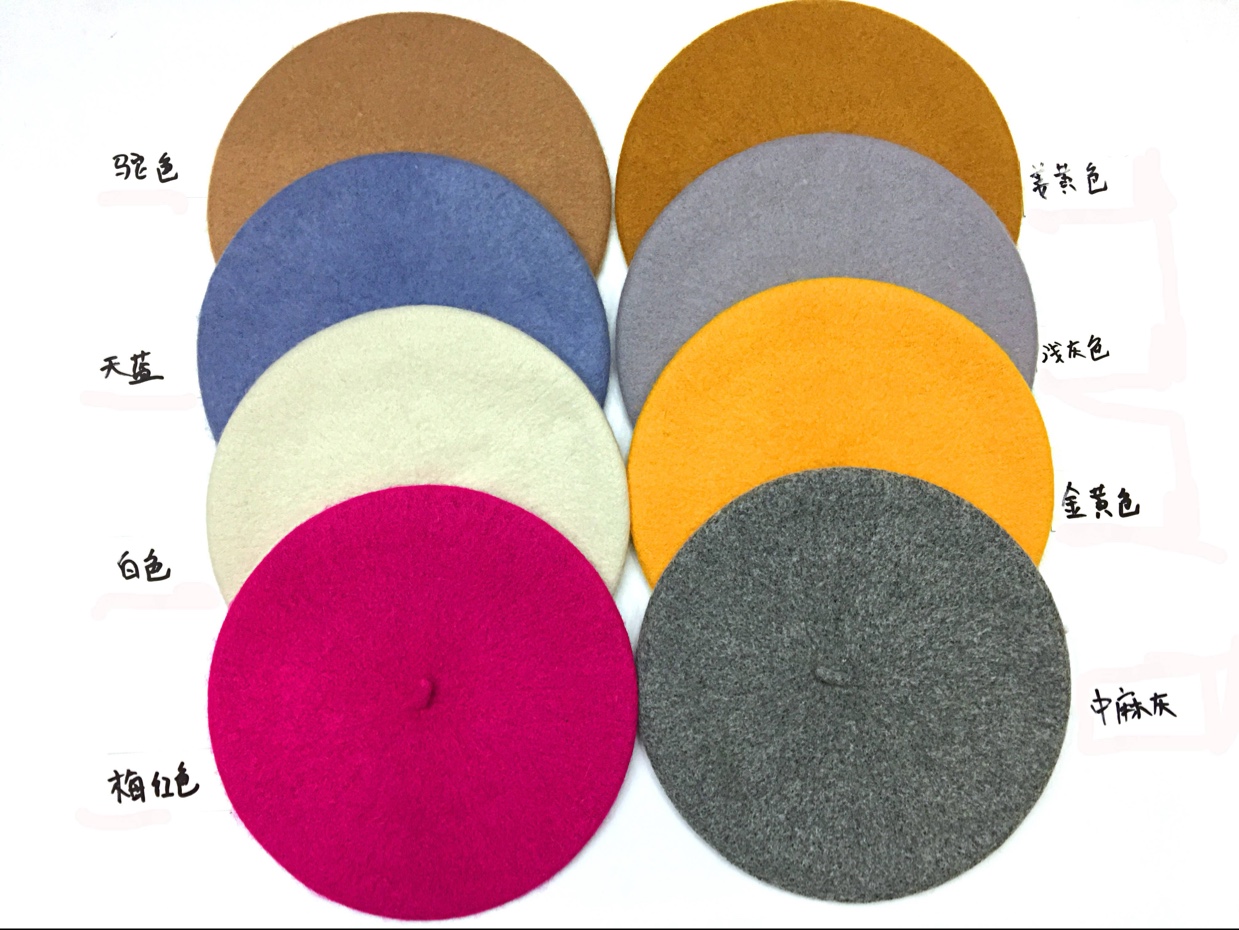 Fashionable wool air hole felt beret for women's New Year, flat-brimmed fisherman's hat, business attire paired with elegant hats undefined