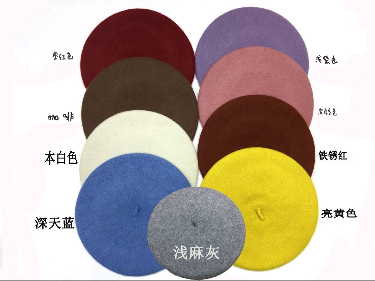 All-handmade rhinestone, agate, wool fashion, felt, beret, women's professional hat, New Year fisherman's hat details Picture