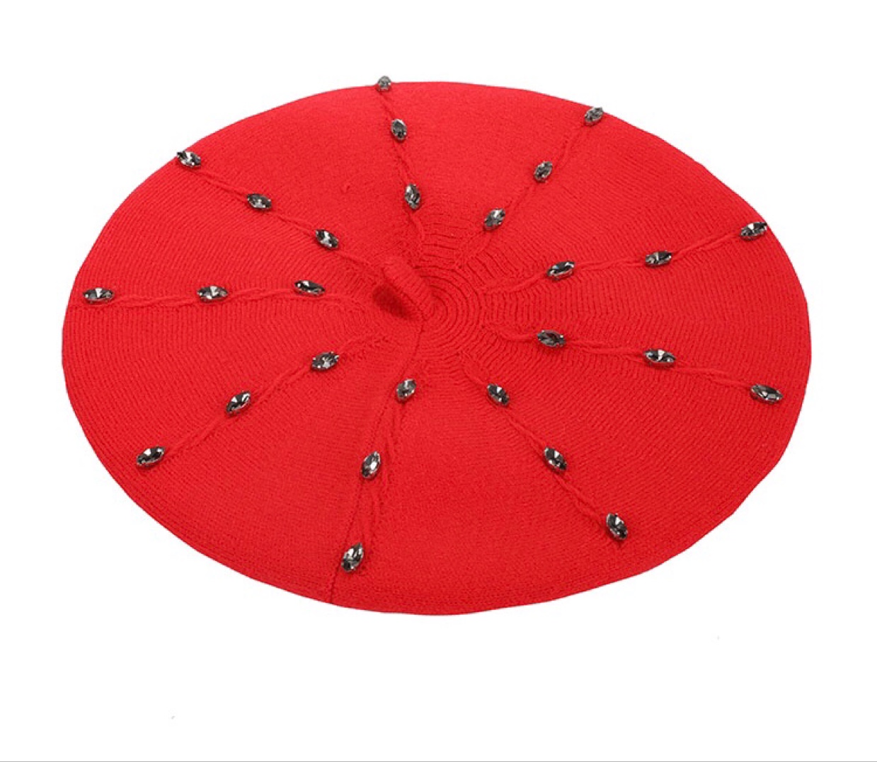 Cashmere knitted grandma and grandpa fashion water diamond three-dimensional beret hat for autumn and winter warmth wool men's beret one-piece hat