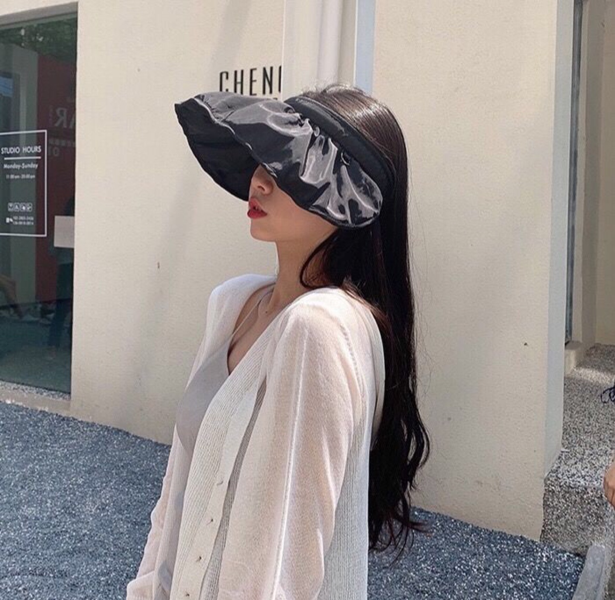 Women's summer hat with UV protection, large brim, fisherman's uncovered sun, hollow top, shell, large brim, face protection, sun protection hat undefined