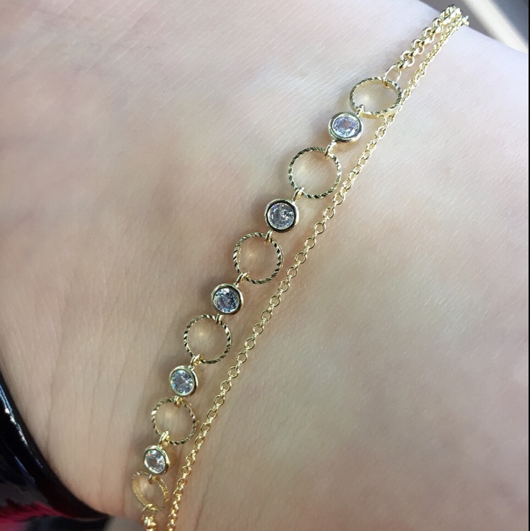 Beautiful and fashionable zircon genuine gold electroplated anklets thumbnail