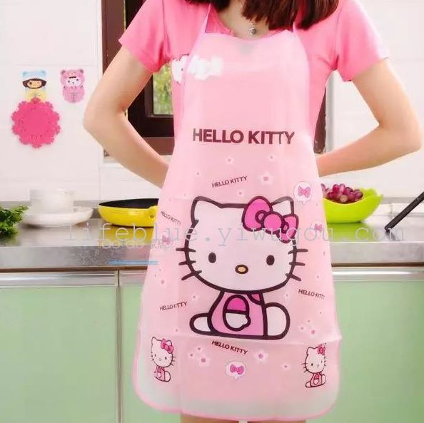 Yiwu Good Goods Life Blue Cartoon Kitchen half-length Apron PVC waterproof, stain-resistant and oil-resistant apron Specification image