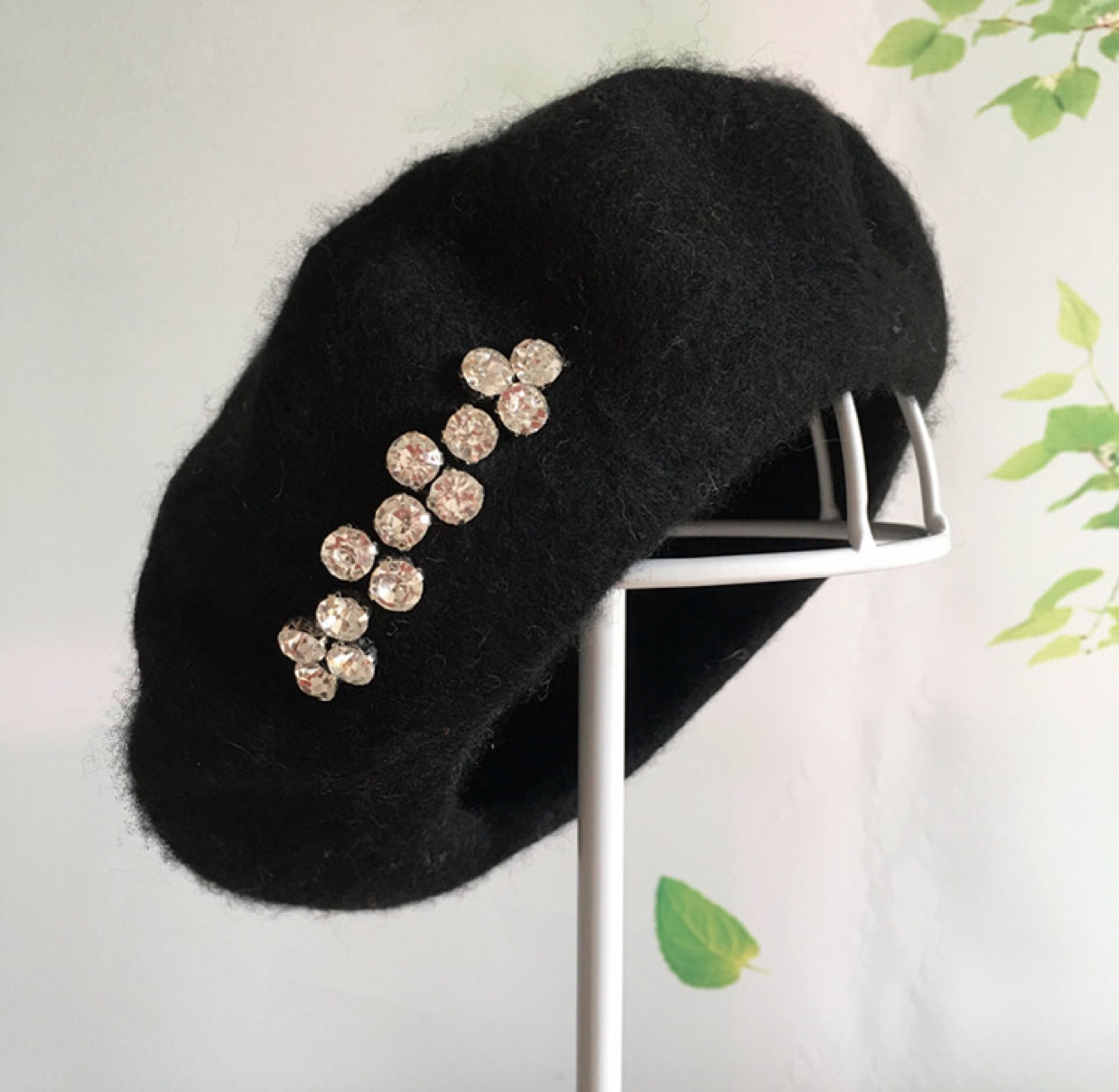 New Year Beret hat, all-wool rhinestone student felt, fashionable flat-brimmed hat, professional fisherman hat, trendy professional hat undefined