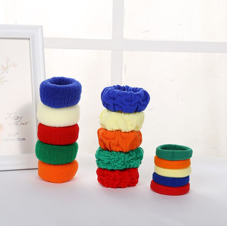 Yiwu Selection thick high elastic color seamless connection of rubber band hair ring simple large intestine hair sleeve thumbnail