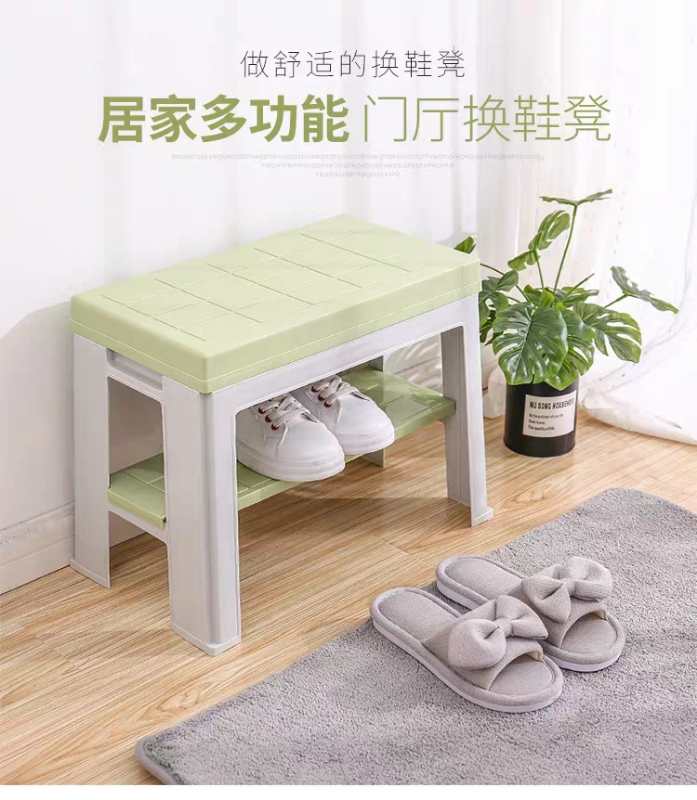 Yiwu Good Goods shoe-changing stool for entering the door, simple and modern home, sitting shoe rack at the door, plastic stool, shoe-wearing stool for entering the door, storage stool 5502 Application Scenario