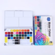 36色透明固体水彩颜料套装 学生绘画美术用品 便携写生