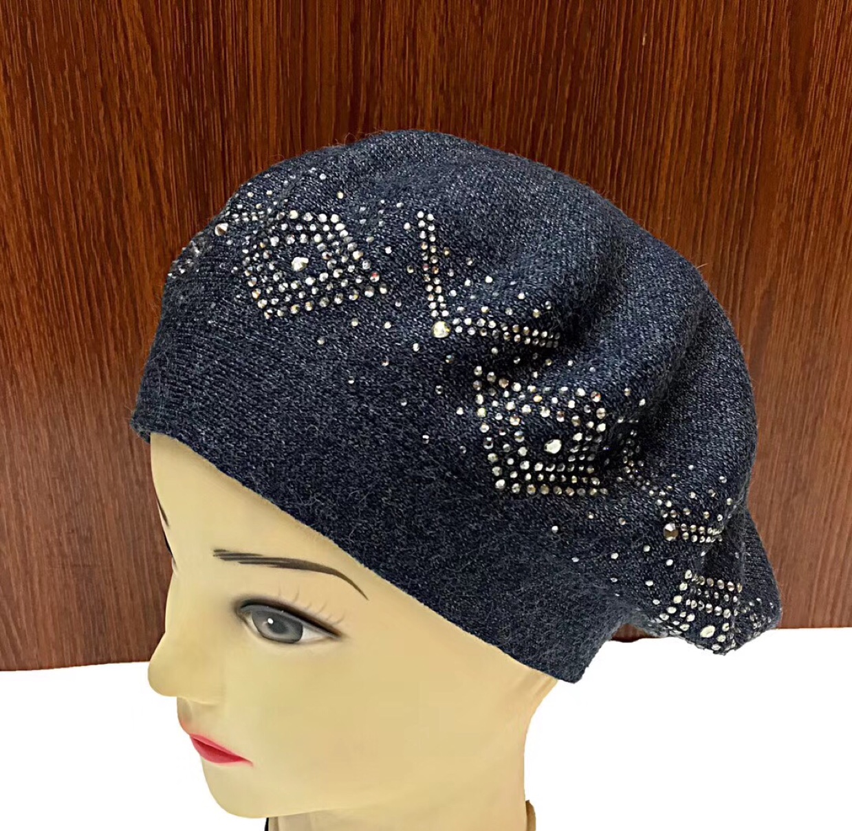 Super cashmere double-decker fashion rhinestone beret