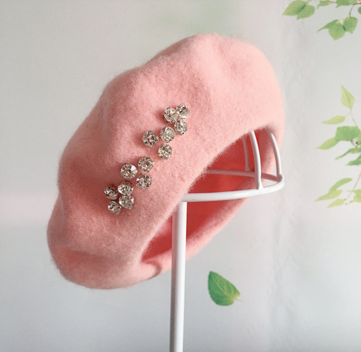 New Year Beret hat, all-wool rhinestone student felt, fashionable flat-brimmed hat, professional fisherman hat, trendy professional hat Specification image