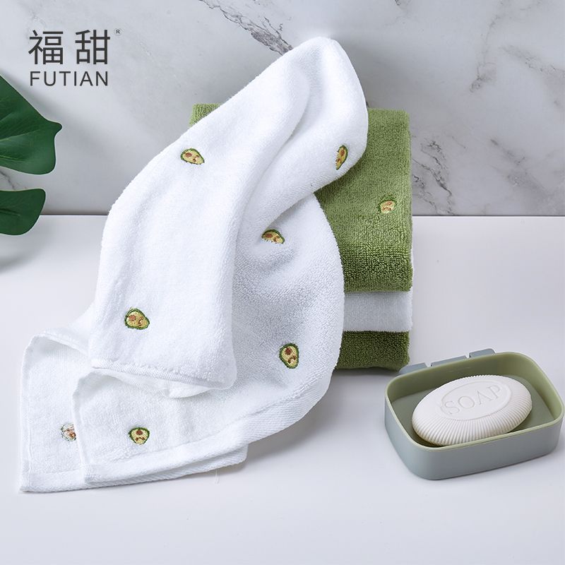 Yiwu Haohuo Futian - Avocado Pure Cotton Facial Absorbent Towel for Students, ins Household All-Cotton Adult Face Towel details Picture