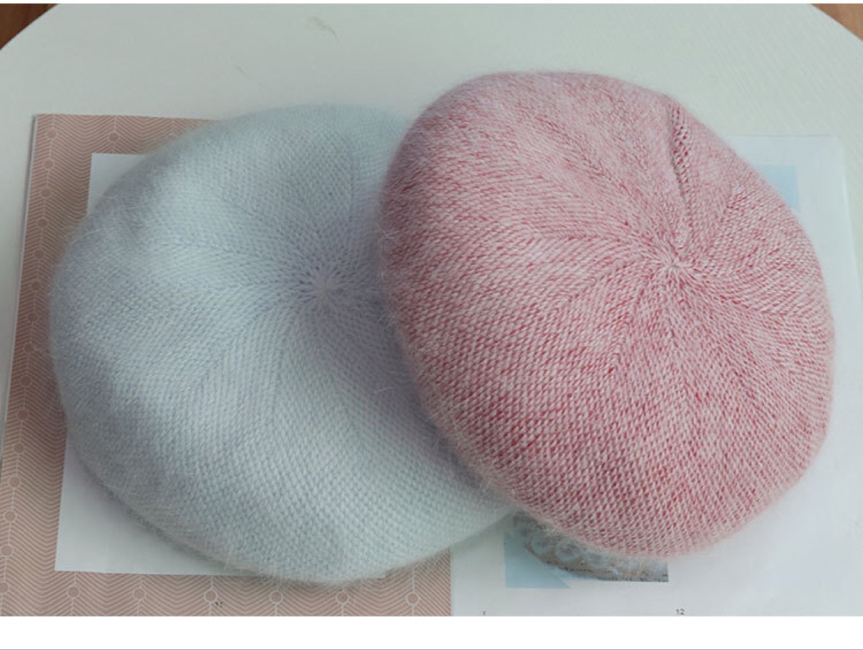 Angolan rabbit fur fashionable beret hats for men, grandmothers and grandpas, wool warm one-piece hats for winter new arrivals Specification image