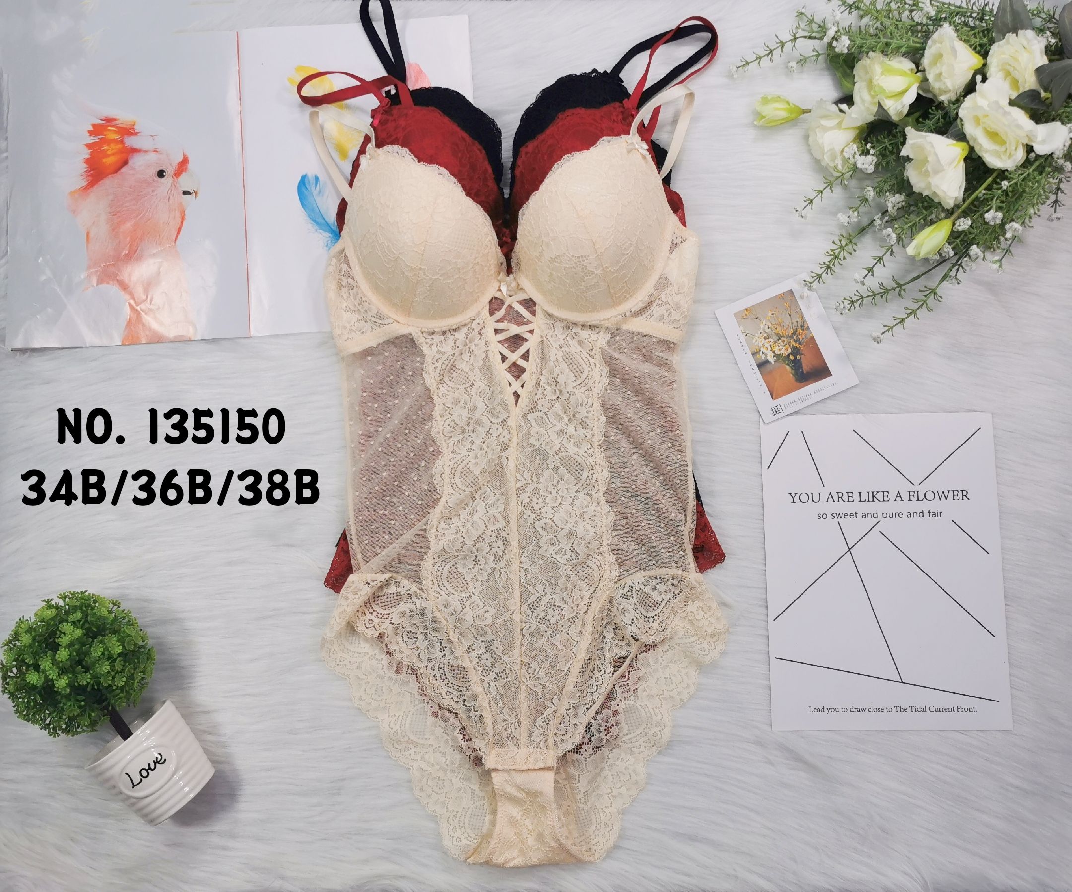 Yiwu good goods 135150 conjoined bra lace bra body bra thumbnail
