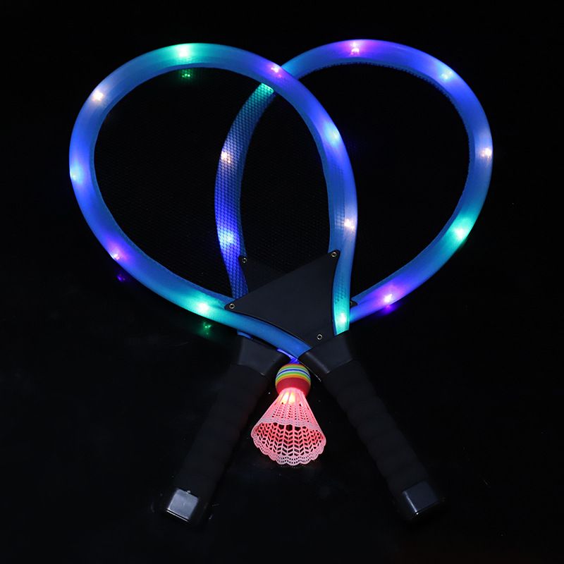 地摊货源发光网红羽毛球拍 抖音同款LED带灯闪光夜晚娱乐健身对拍详情图3