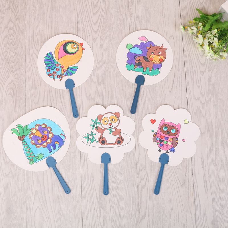 Kindergarten children hand-drawn advertising fan advertising fan custom printing painting calligraphy advertising fan thumbnail