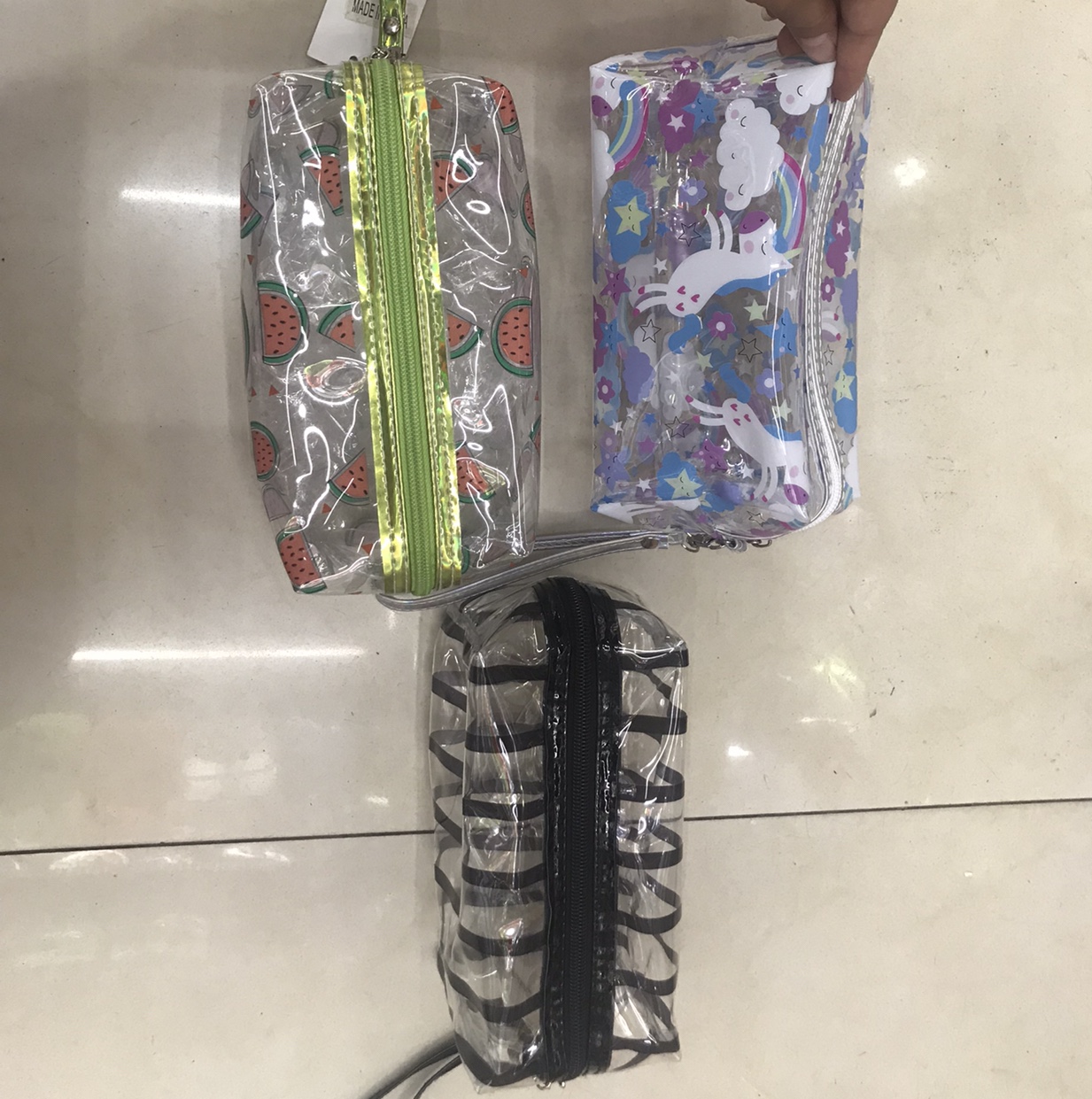 Transparent PVC printed octagonal cosmetic bag