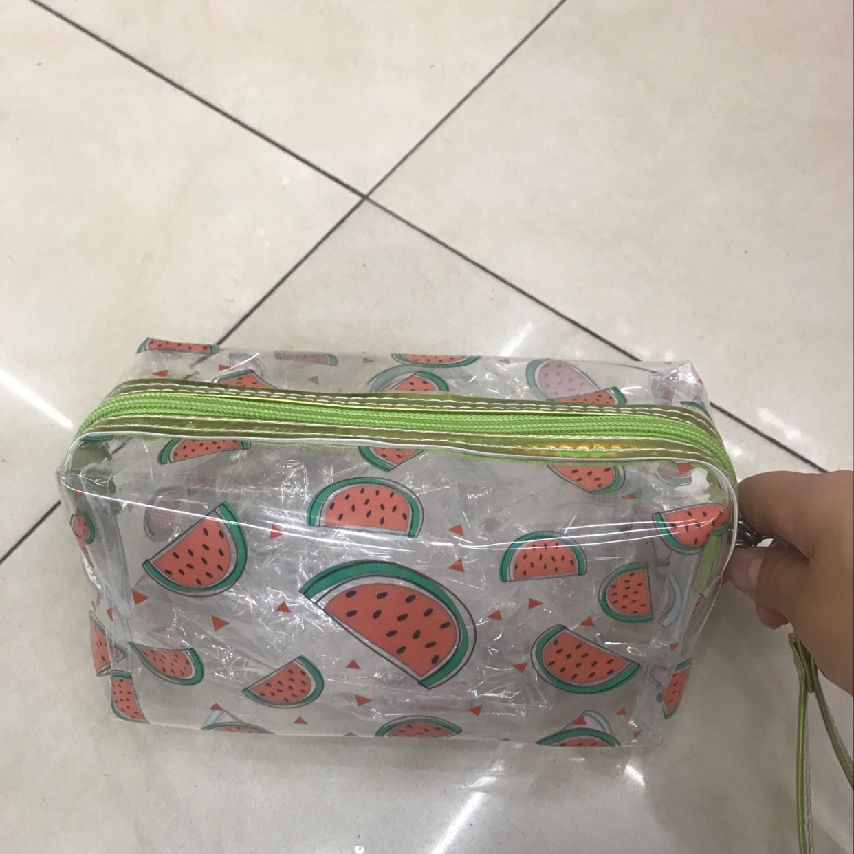 Transparent PVC printed octagonal cosmetic bag Specification image