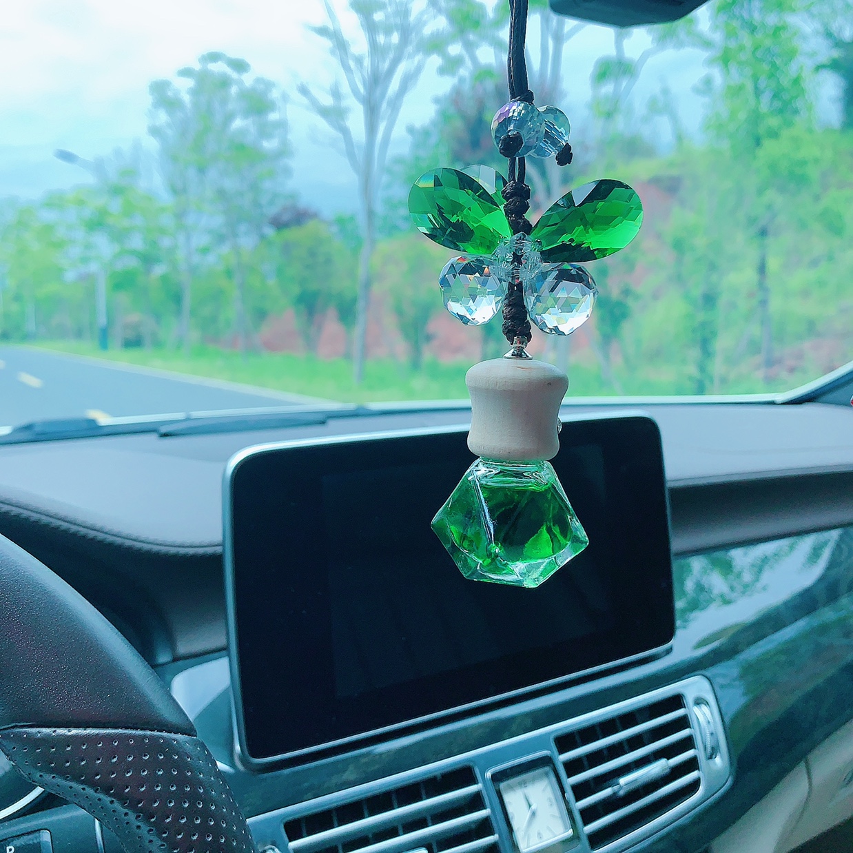 Crystal Butterfly Perfume car hang