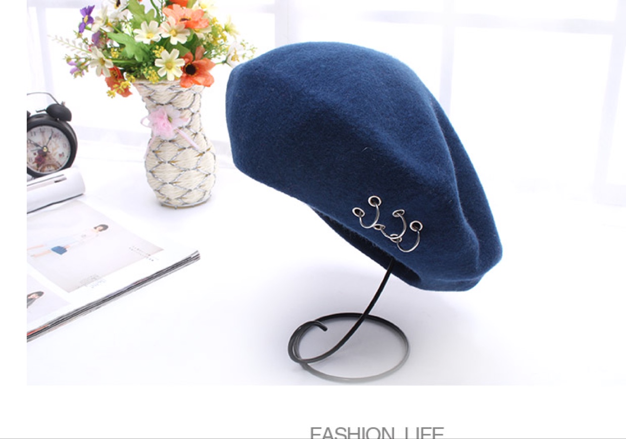 New Year's fashion: All-wool three-ring felt beret, women's warm and elegant winter fisherman's hat, brim hat, professional hat Application Scenario