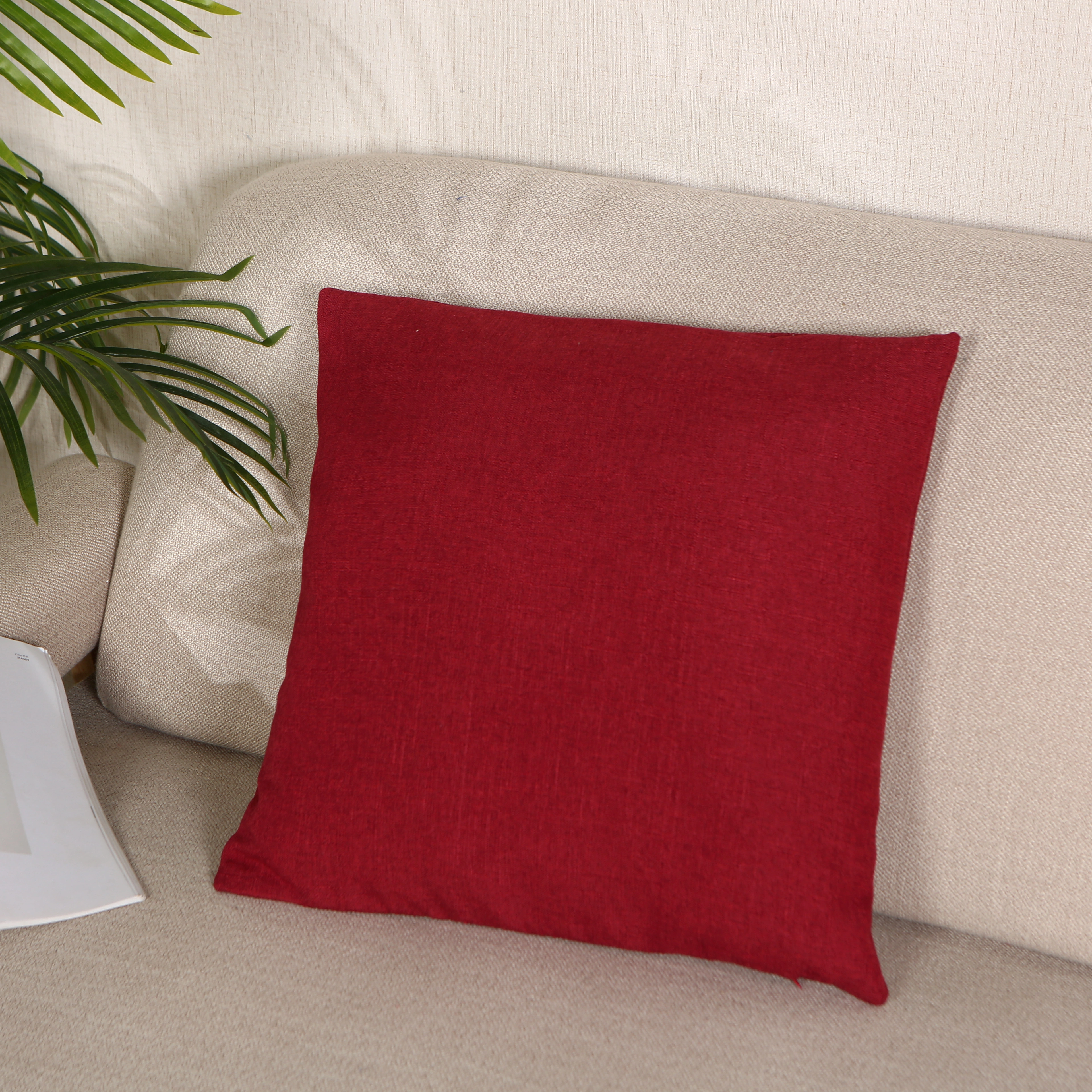 Solid color cushions, thickened, modern and simple Nordic-style backrest, polyester and linen sofa, living room, bedroom, office, bay window, car detail image 2