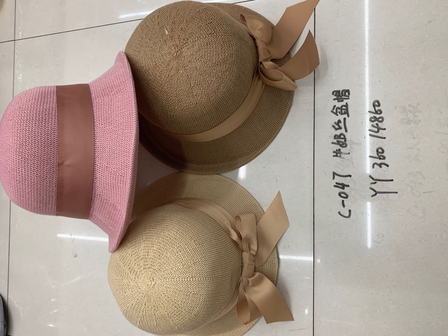 女士蝴蝶结草帽遮阳帽太阳帽大沿帽