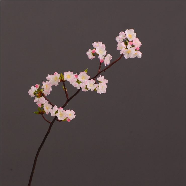 Yiwu Selection simulation sakura branch double begonia false peach blossom indoor decorative flowers large-scale props tree cane false flowers