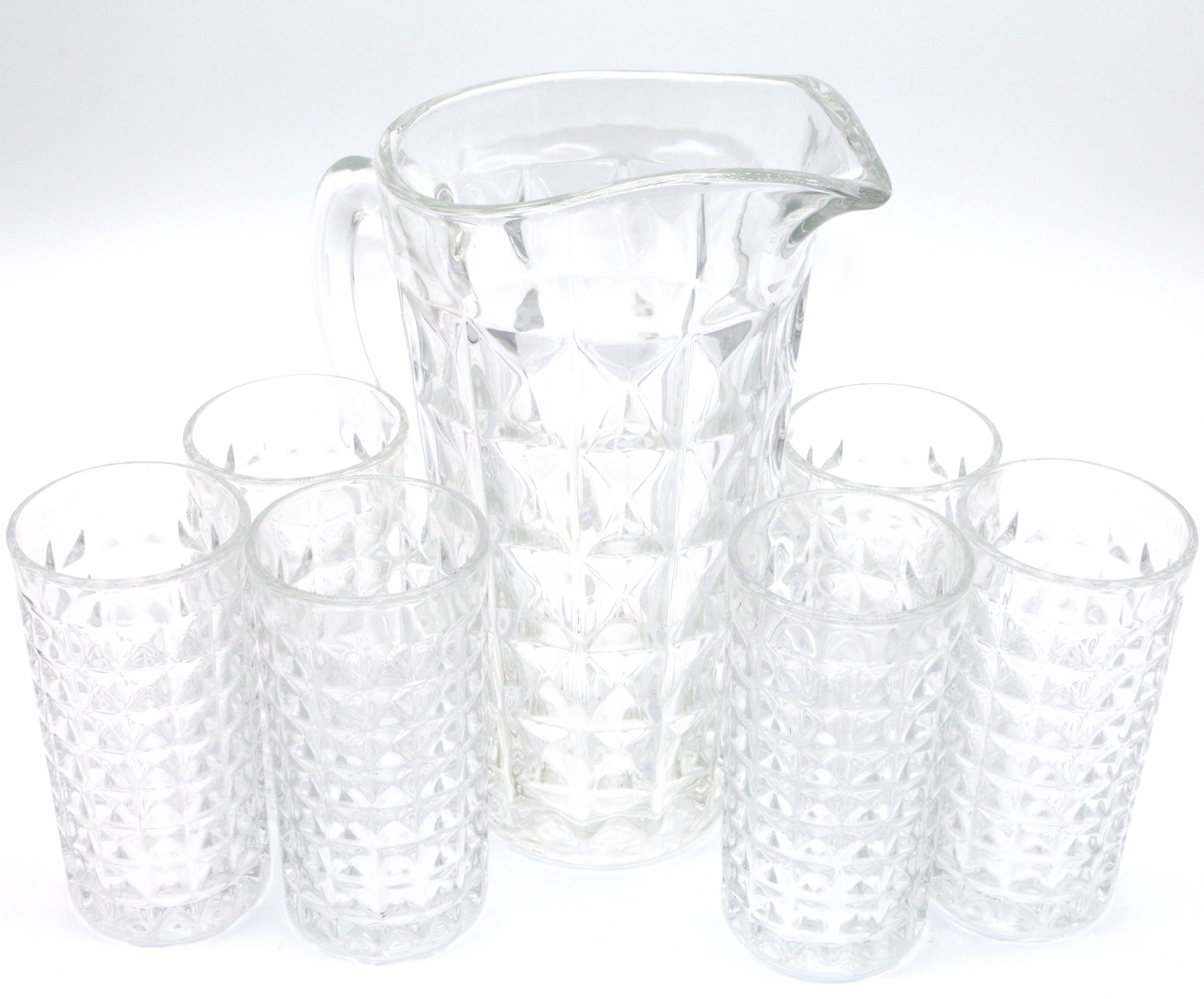 A glass water bottle set with six cups detail image 1