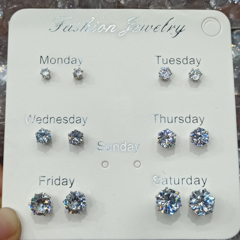 Zircon stud 3mm-8mm set