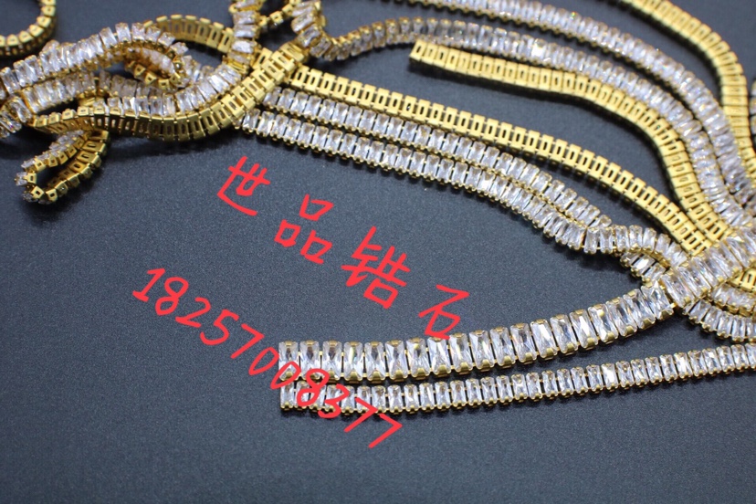 Rectangular 2.5*5 zircon claw chain earrings necklace accessory