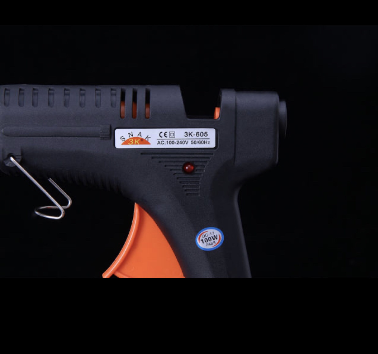 赛德3K-605热卖新款简约黑色带开关100W热熔胶枪细节图