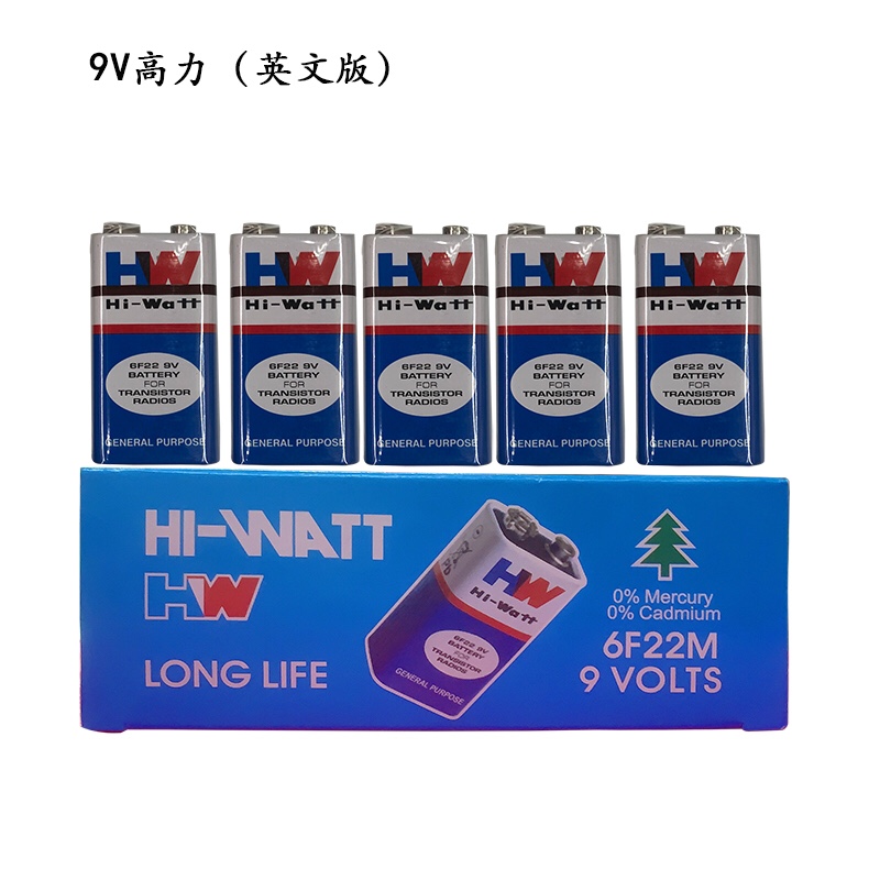9V万用表干电池  高力HW 仪器电池 6F22方电池层叠电池 全英文版