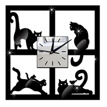 创意猫咪挂钟时尚家居客厅静音钟表
