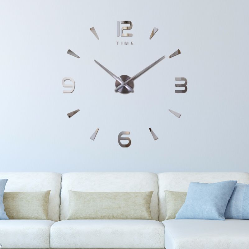 Creative digital acrylic mirror wall clock 3D three-dimensional DIY modern simple painting clock wall stick clock details Picture