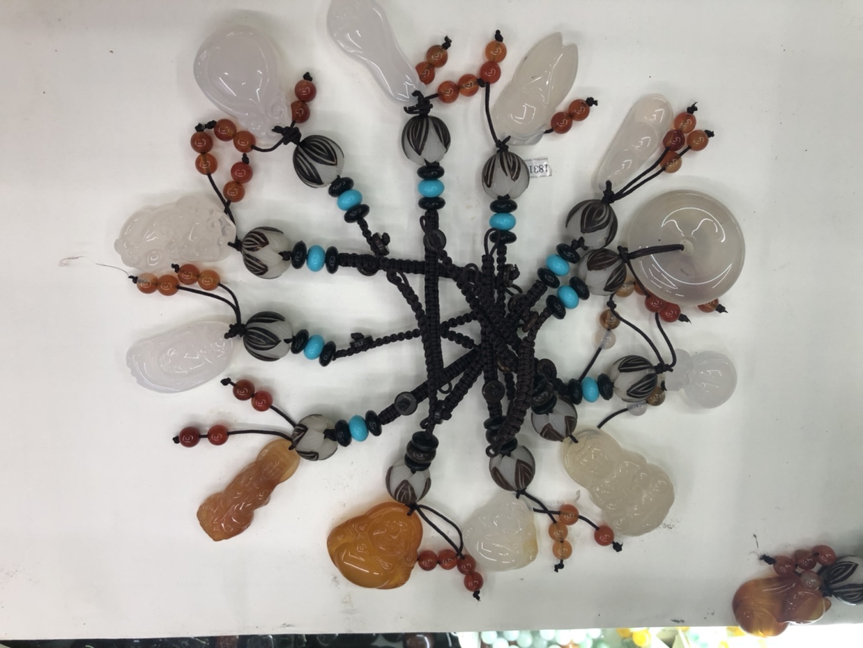 天然玛瑙钥匙扣 高级感 欧美复古 叠戴 简约 
