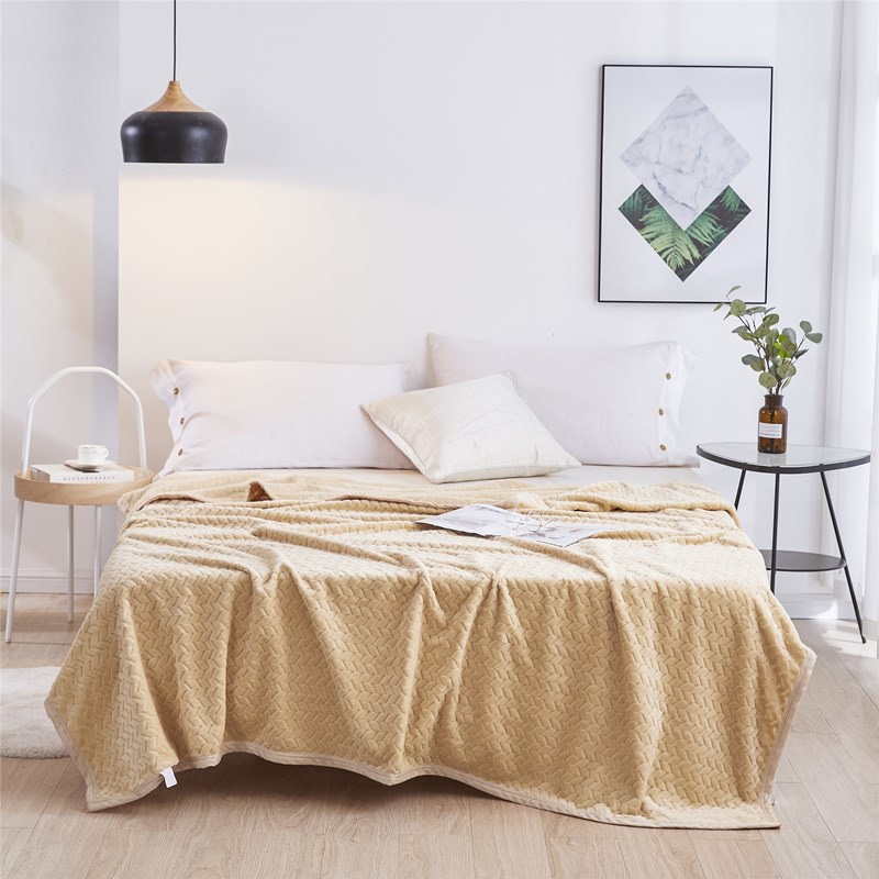 素色法兰绒麦穗毯 秋冬盖毯 双层加厚羊羔绒 保暖升级 厂家直销 一件代发