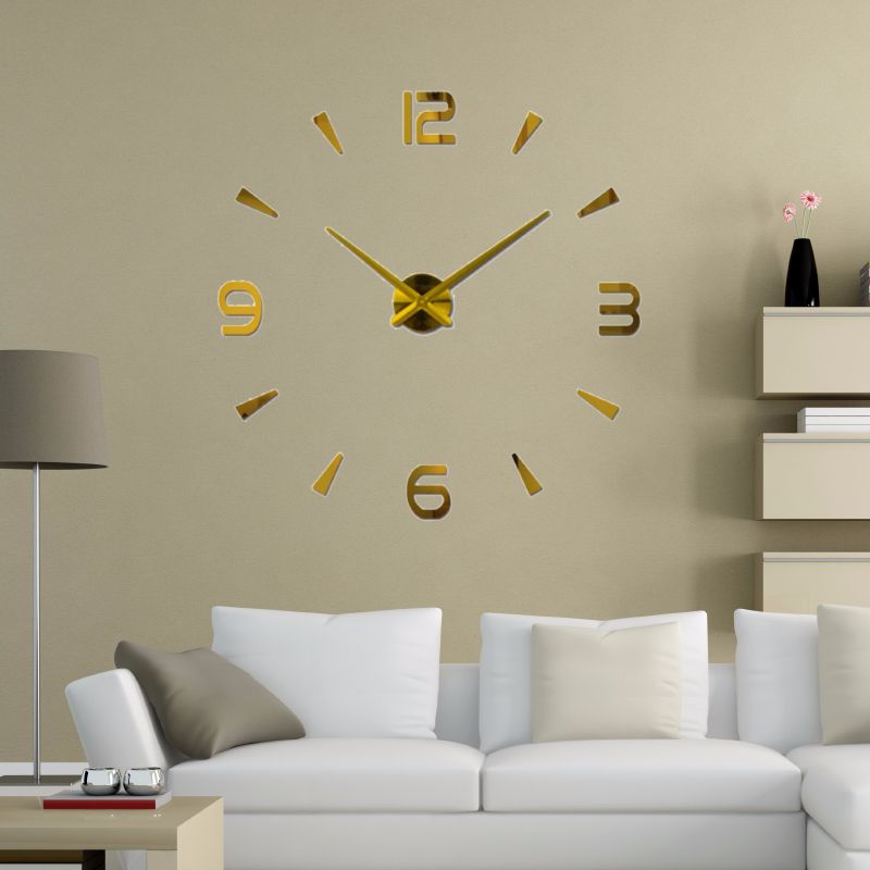 Creative digital acrylic mirror wall clock 3D three-dimensional DIY modern simple painting clock wall stick clock Specification drawing
