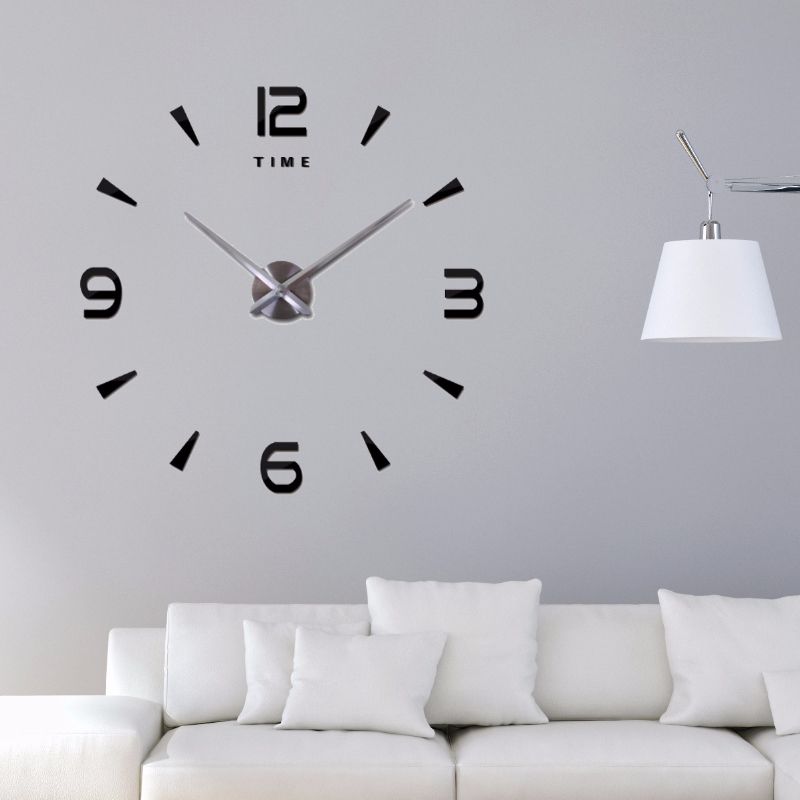 Creative digital acrylic mirror wall clock 3D three-dimensional DIY modern simple painting clock wall stick clock full figure